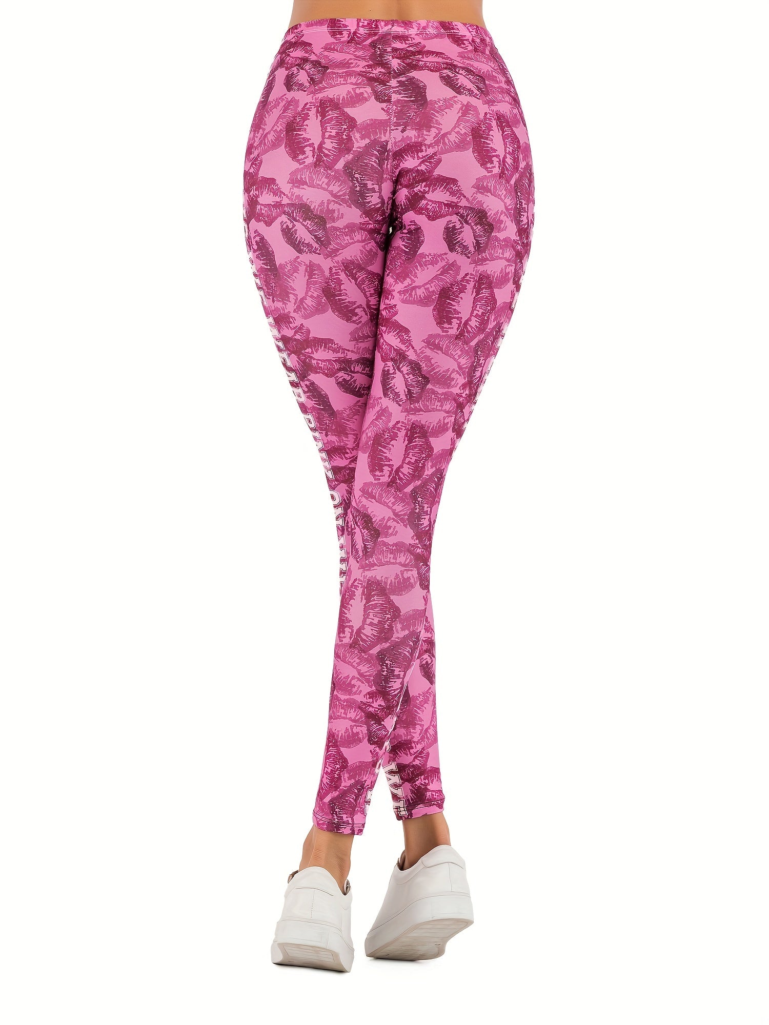 Sexy Lips Print Leggings High Waist Slim Leggings