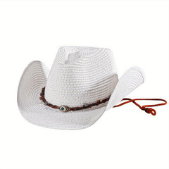 Men's Vintage Wide Brim Cowboy Straw Sun Hat