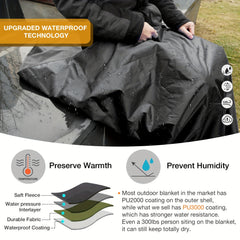 DUKUSEEK Hooded Stadium Blanket Waterproof Windproof Outdoor Fleece Blanket