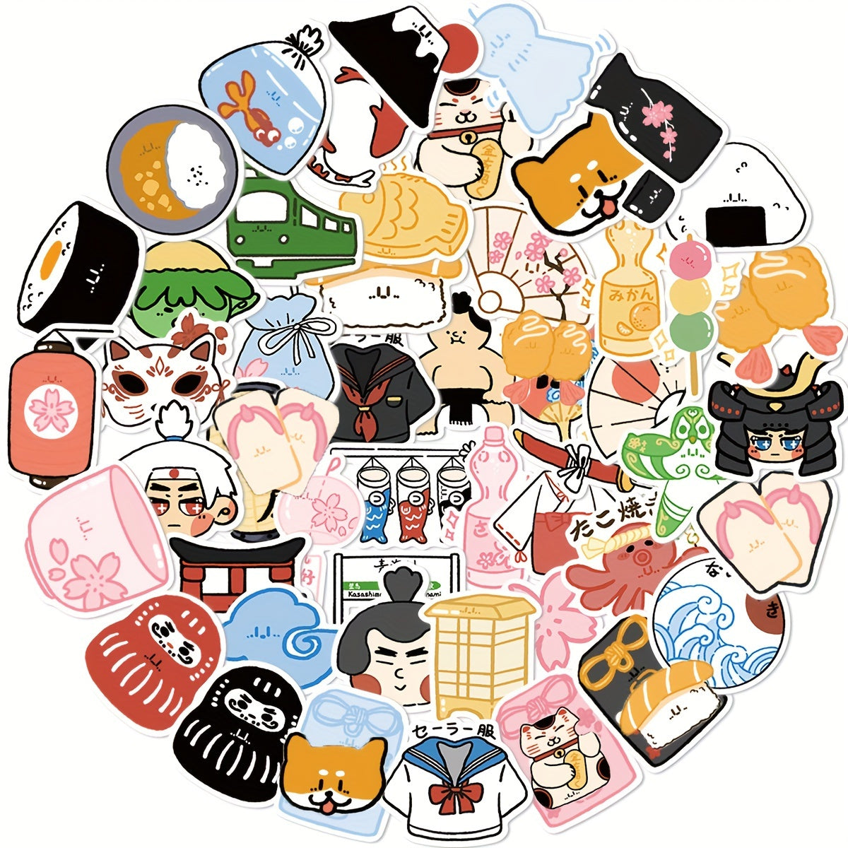 50 Japanese Small Things Doodle Stickers Learning Toy DIY Party Stickers