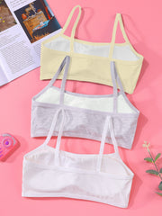 3pcs Girls Solid Soft Underwear Bra Set