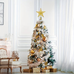 Christmas Glitter Golden Hollow Star Tree Top Decoration