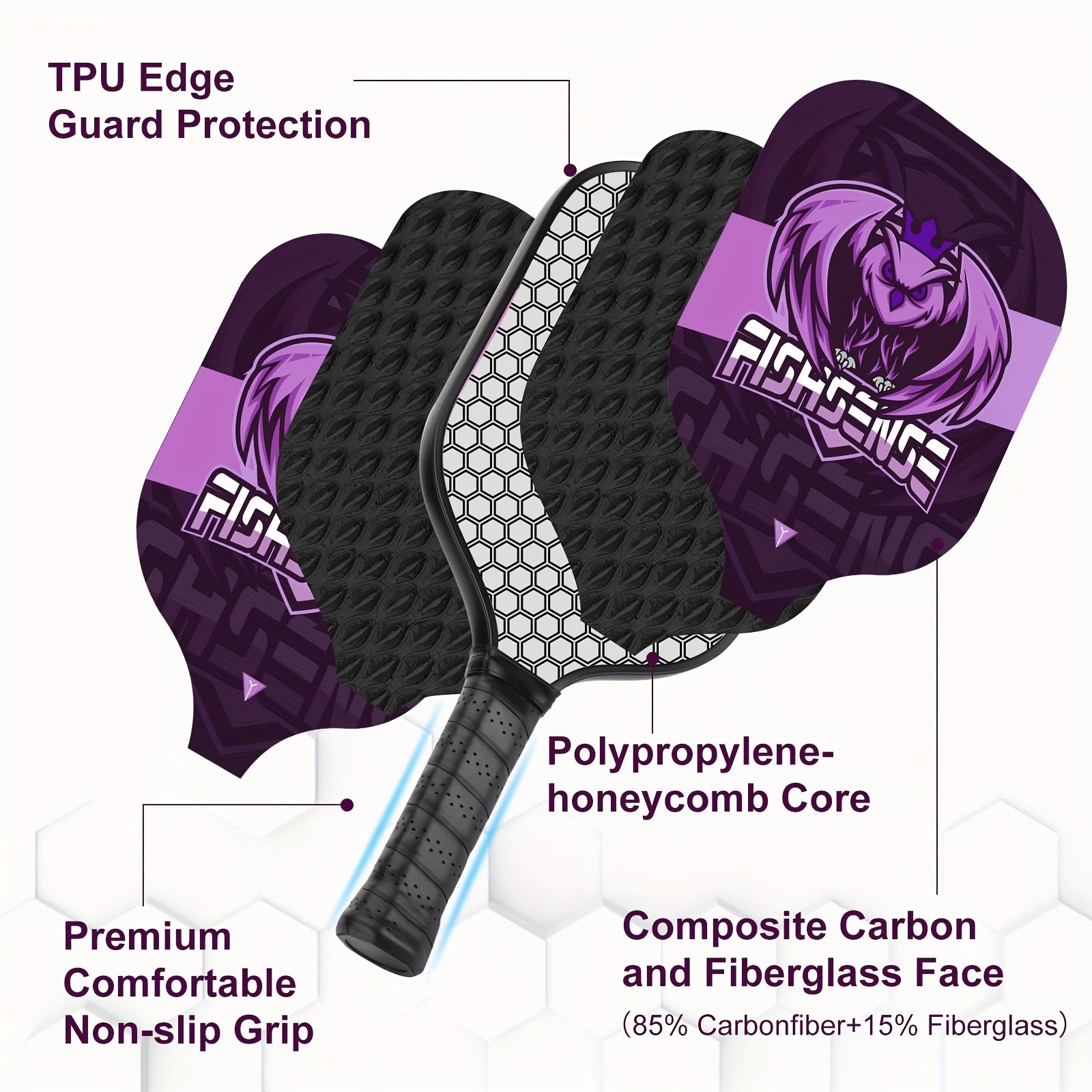 Carbon Fiber 25 Fiberglass Pickleball Paddle Set with 2 Paddles, 4 Balls