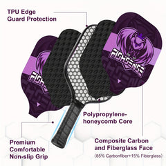 Carbon Fiber 25 Fiberglass Pickleball Paddle Set with 2 Paddles, 4 Balls