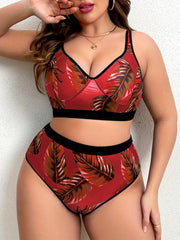 Tropical Print Longline Bra & Panty Set