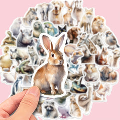 50pcs Realistic Animal Stickers Waterproof for Laptop Water Bottle Guitar