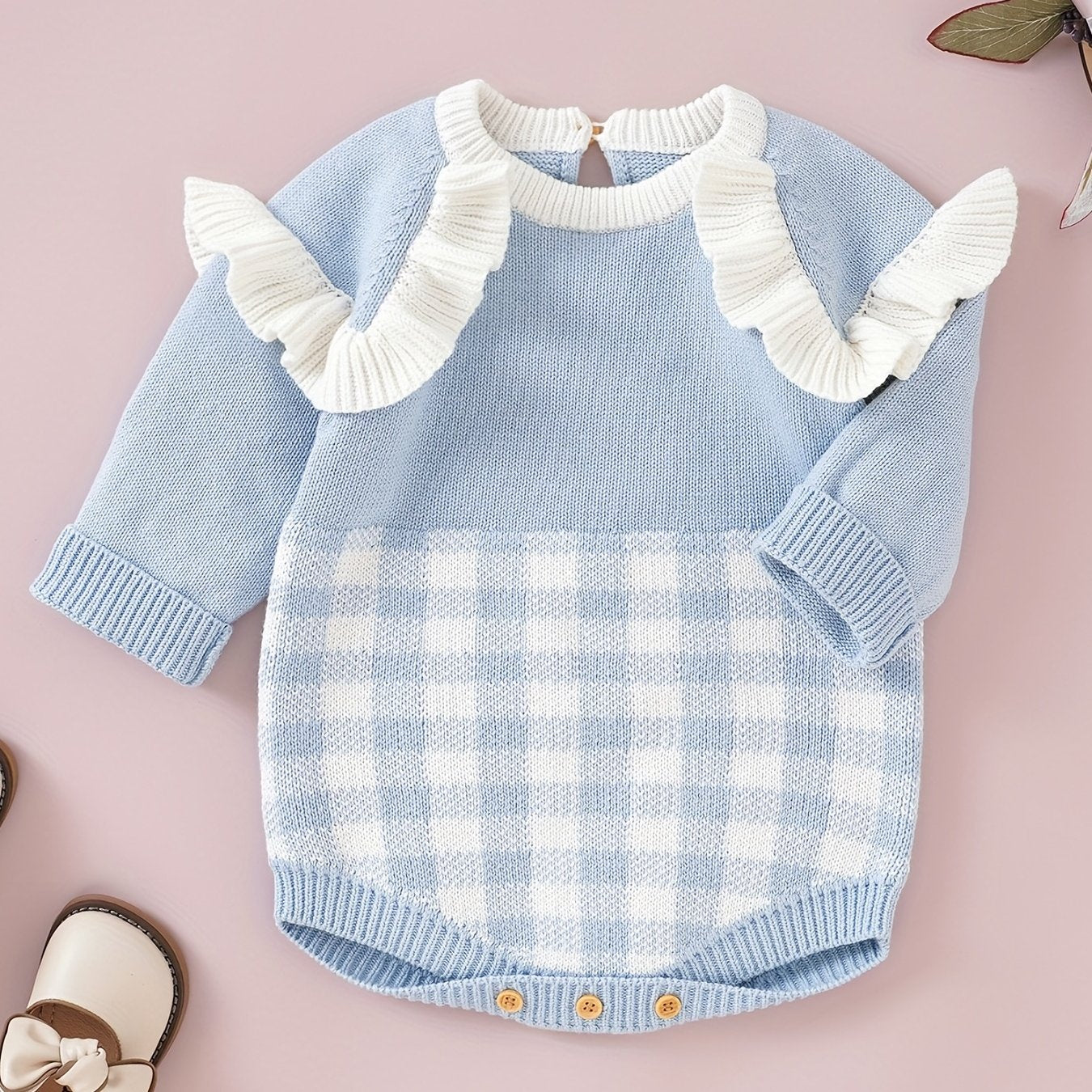 Checkerboard Baby Girls Ruffle Jumpsuit