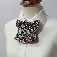 2pcs Flower Print Bow Tie Set Classic Neck Tie College Style