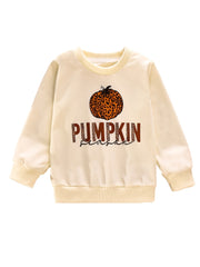 Boys Pumpkin Print Crew Neck Sweatshirt Long Sleeve Casual Top