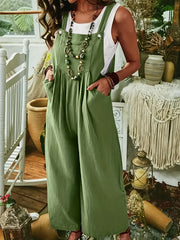 Women's Plus Size Wide Leg Baggy Overalls Jumpsuit With Pockets