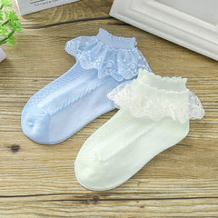 4 Pairs Toddler Girls Lace Cotton Socks