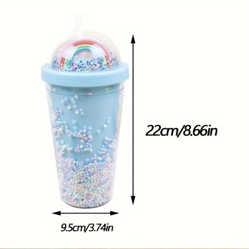 500ml Rainbow Bubble Double Layer Water Cup Large Capacity