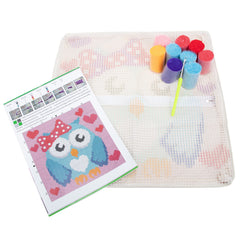 Latch Hook Kit DIY Throw Pillow Cover Christmas Gift Owl Dog Cat Bear Bird Print