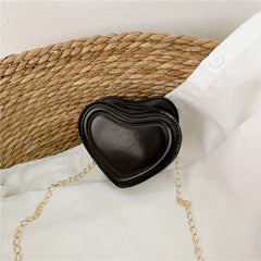 Girls Heart Shape Shoulder Bag Crossbody Bag Chain Solid Messenger Bag Coin Purs