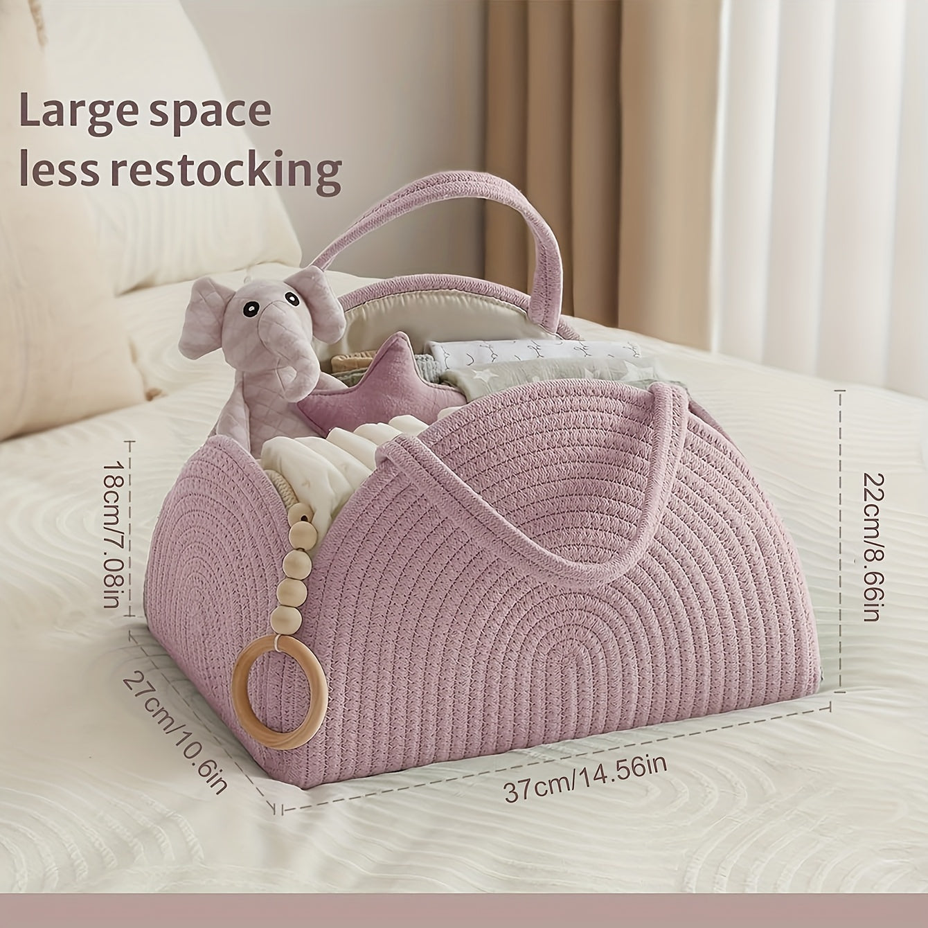 Pink Diaper Caddy Organizer Tote for Moms - Shower Gift w/ Compartments