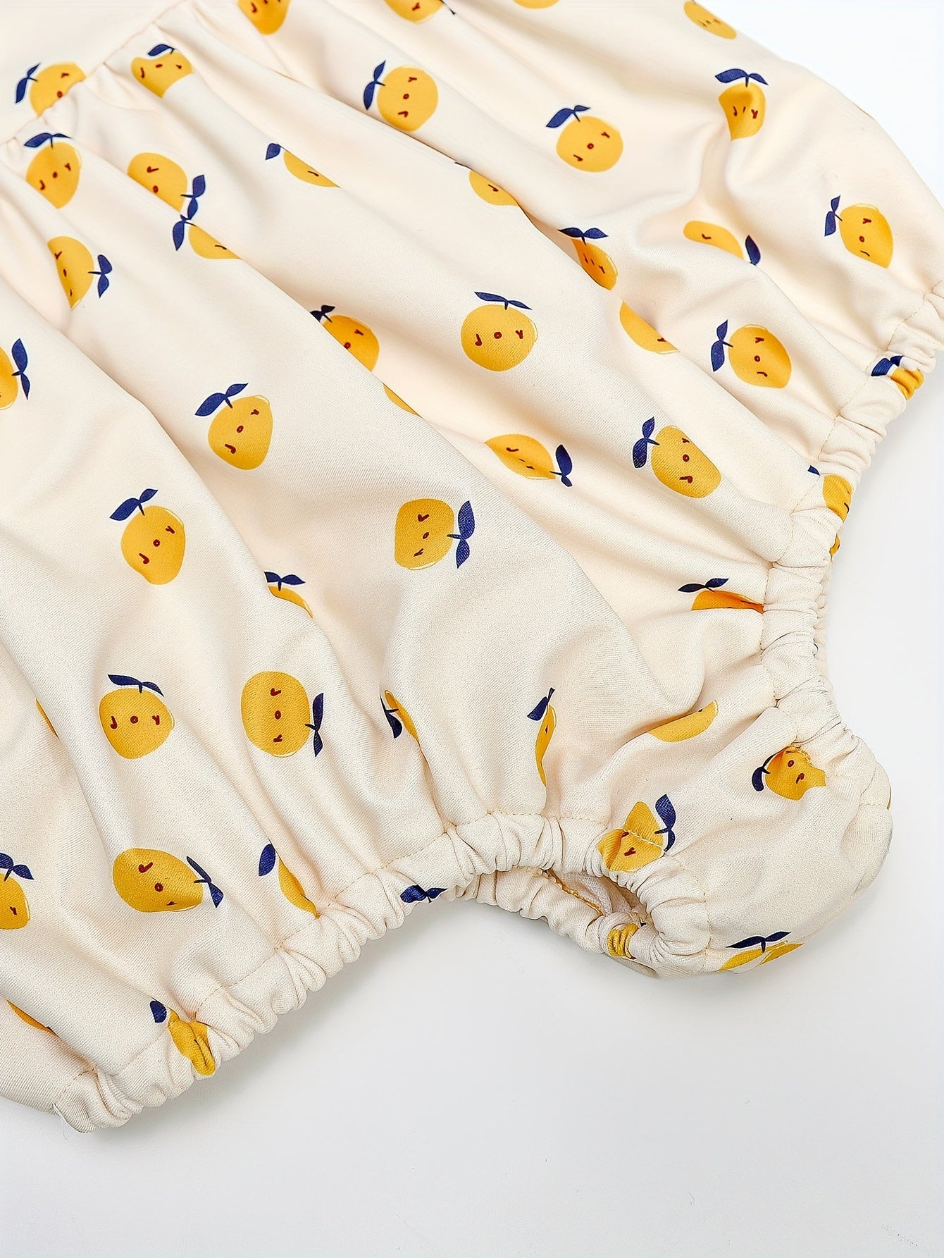 Girls Cartoon Fruit Ruffle Trim Long Sleeve 1pc Swimwear