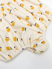 Girls Cartoon Fruit Ruffle Trim Long Sleeve 1pc Swimwear