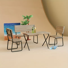 1:12 Outdoor Table & Chair Set Rustic Decor BJD Scene Figurine Summer Ornament