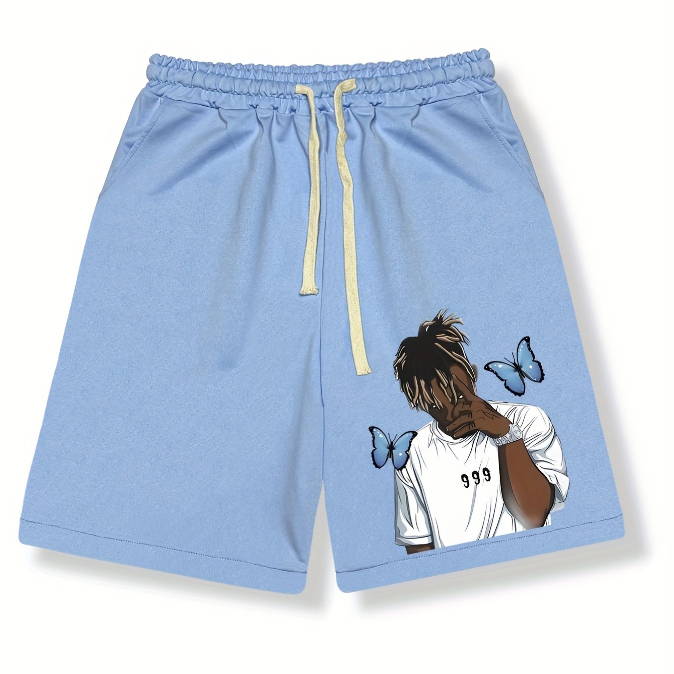 Boy With Butterflies Shorts Men's Summer Casual Graphic Drawstring