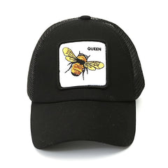 Bee Embroidery Breathable Baseball Hat Mesh Curved Sunshade Cap