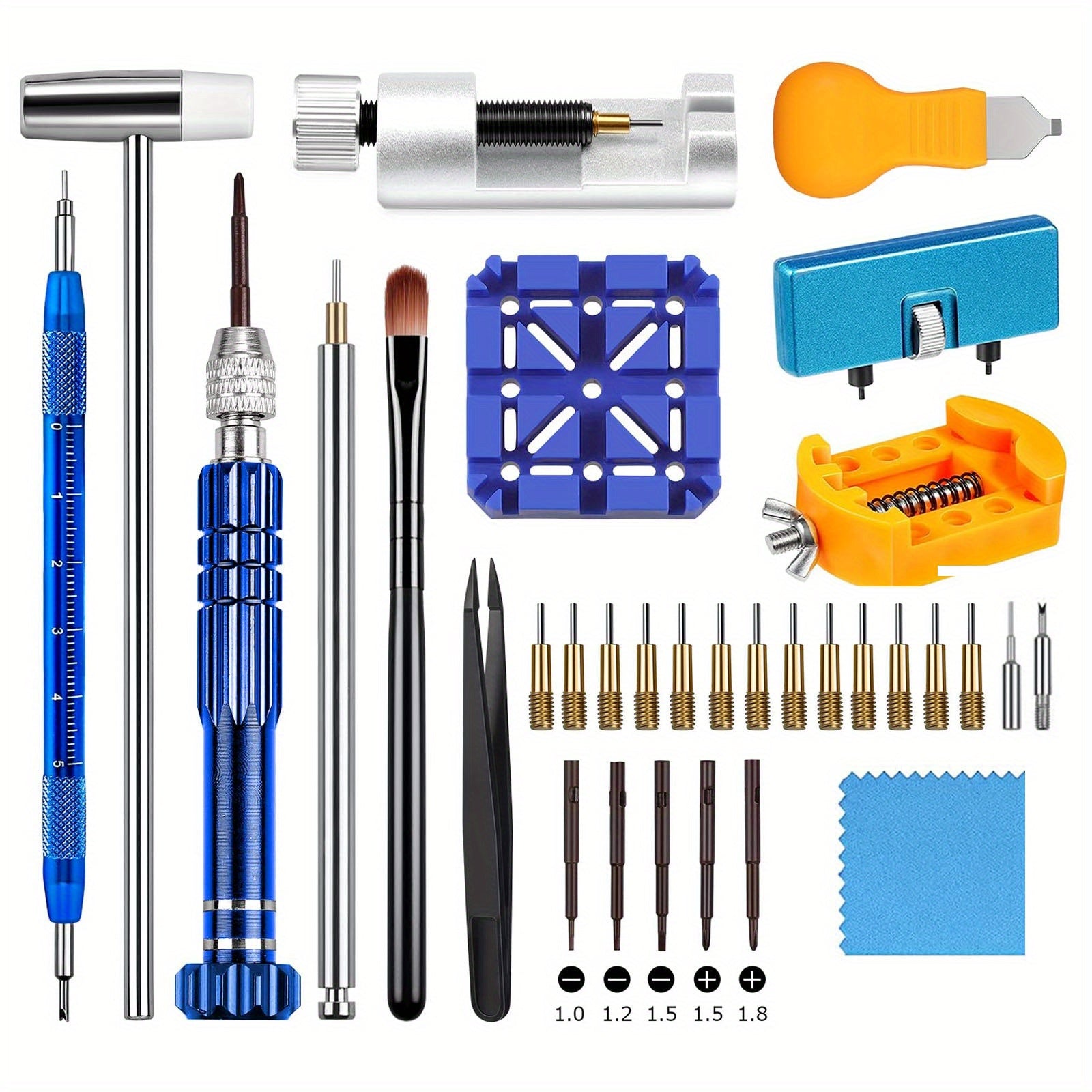 34pcs Watch Repair Kit w/ Link Removal & Resizing Tools & Opener Screwdriver Set
