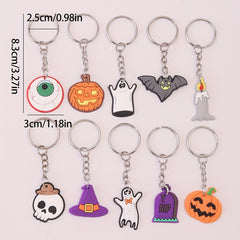 10pcs Halloween Keychain Pendant PVC Soft Rubber Bag Accessory Ornament