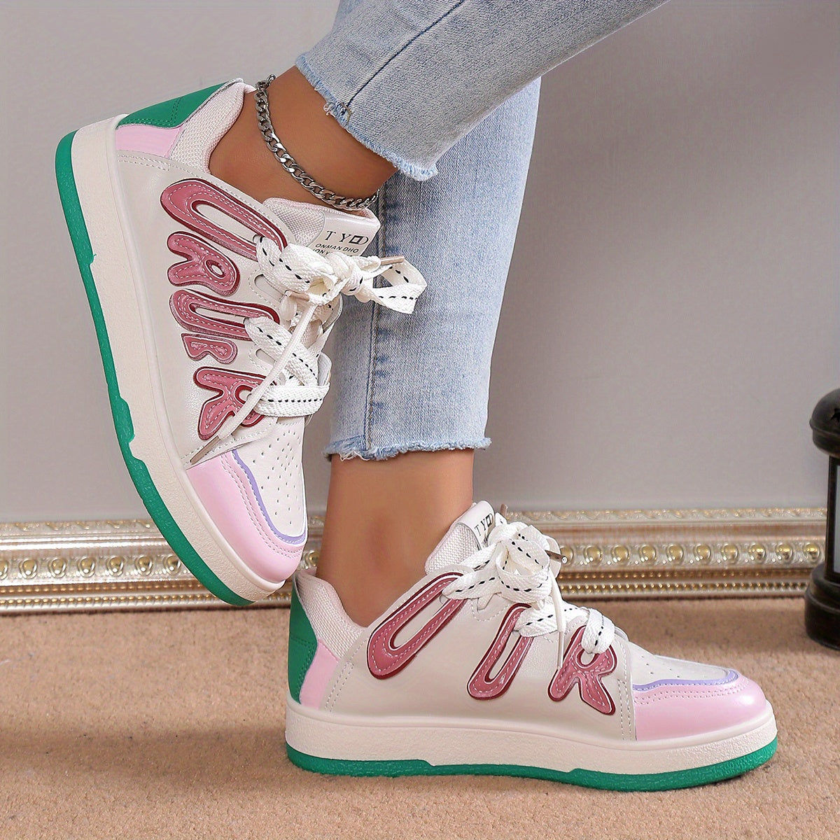 Women's Block Non-slip Skate Shoes Thick Bottom Sneakers