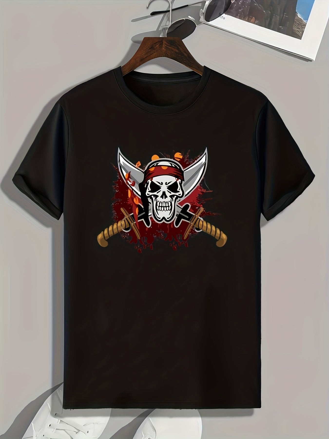 Skull Print Men's Sports T shirt Outdoor Fitness Tee