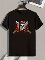 Skull Print Men's Sports T shirt Outdoor Fitness Tee