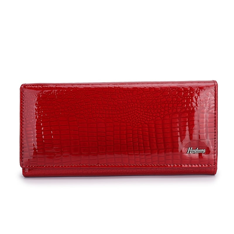 Women's Bi-fold Crocodile Print Leather Wallet