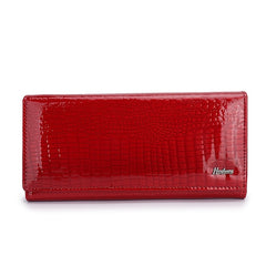 Women's Bi-fold Crocodile Print Leather Wallet