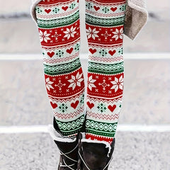 Geometric & Heart Print High Rise Leggings