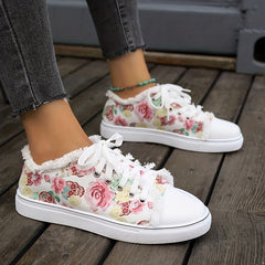 Women's Skull Pattern Canvas Shoes Lace Up Halloween Shoes