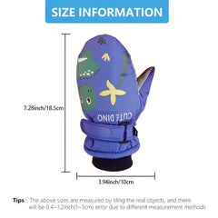 Cartoon Skiing Gloves for Boys & Girls, Windproof & Waterproof