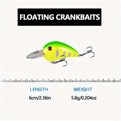 8pcs Floating Crankbait Hard Bait Fishing Tackle