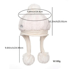 Winter Plush Hat with Fur Ball Knitted Warm Hat