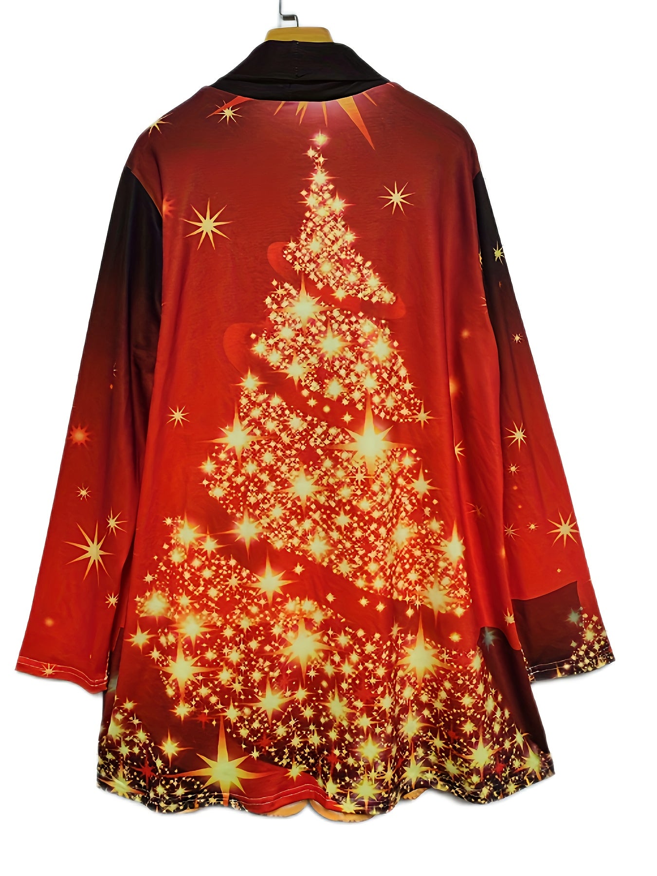 Glitter Christmas Tree Print Open Front Cardigan