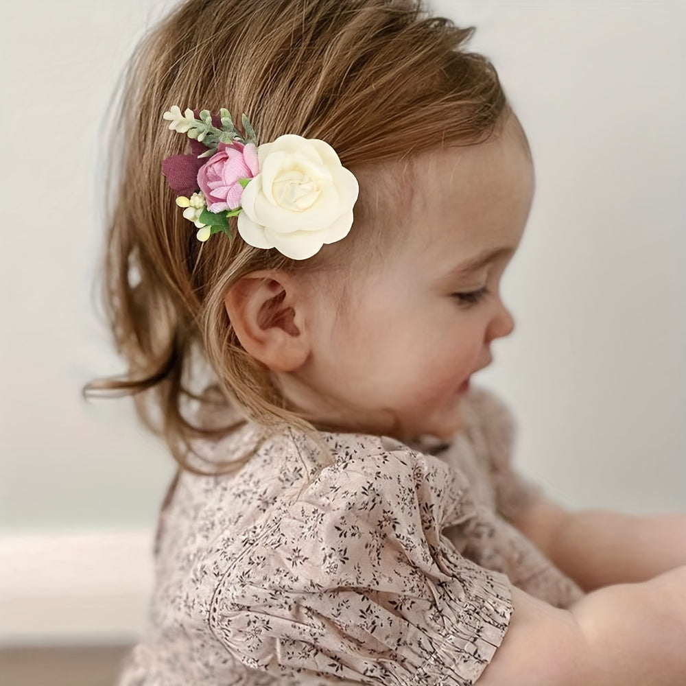 3pcs Floral Hair Clips for Baby Girls Boutique Fully Lined Hair Accessories