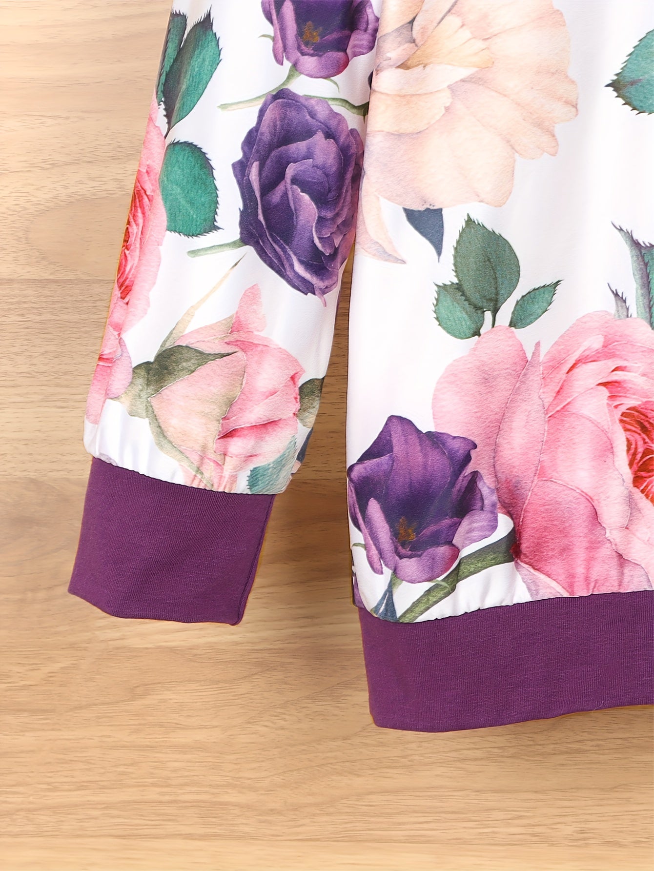 Autumn Vintage Flower Print Set Long Sleeve Sweatshirt Pants For Baby Girls