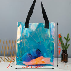 Waterproof PVC Laser Tote Bag Transparent Reusable Shoulder Shopping Bag