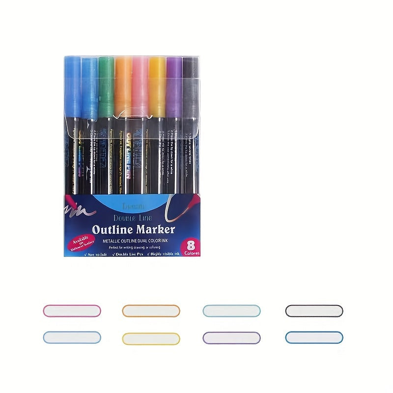 12-color Double Line Outline Pen Set for School Year