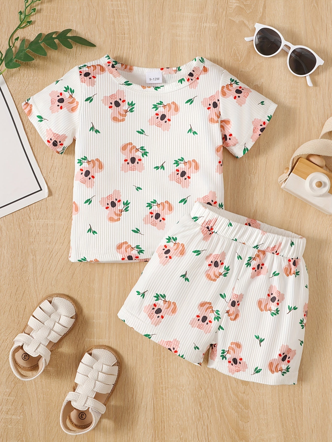 2pcs Baby Boys Dinosaur T shirt & Shorts Set Clothes