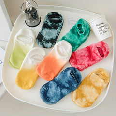 4 Pairs Tie Dye Yoga Short Grip Socks Non-slip Silicone Bottom Comfortable