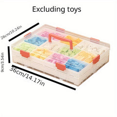 Pink Building Block Storage Box With Lid&grids Large Storage Box