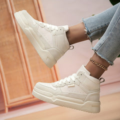 Women's Faux Leather Chunky Sneakers Casual Wear Resistance Non Slip Shoes