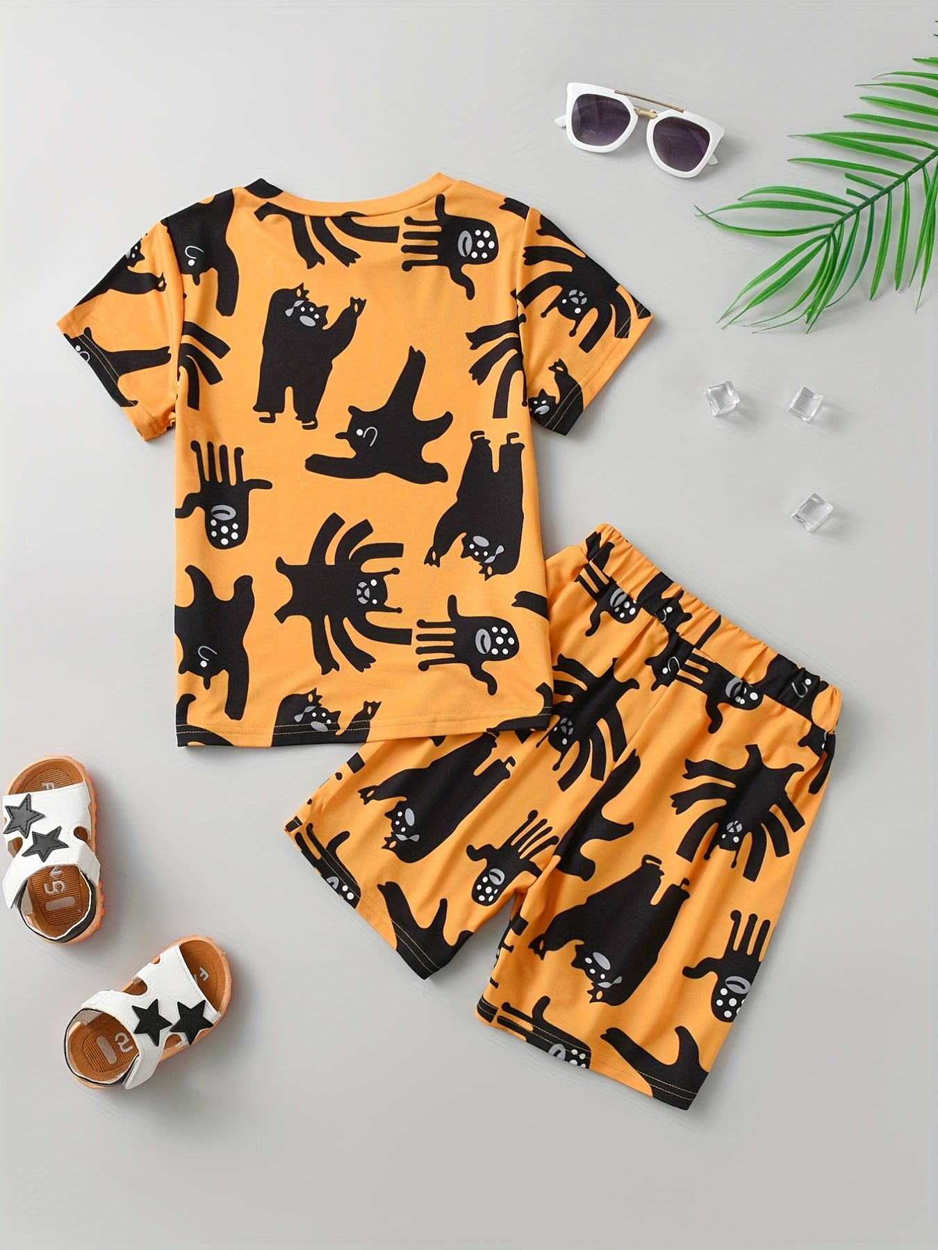 2pcs Boys Cartoon Graphic T Shirts & Shorts Set Kids Summer Clothes