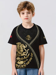 MEXICO Symbol 3D Print Boy's Casual Tees Short Sleeve Crew Neck