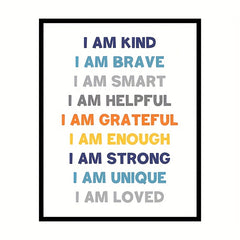 Nursery Decor Affirmations Print I Am Kind I Am Brave Inspirational Quote