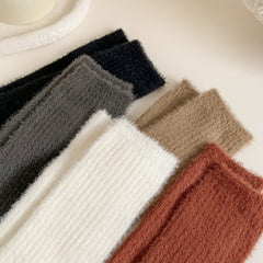 6 Pairs Solid Fuzzy Socks Women's Stockings & Hosiery