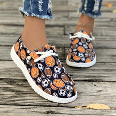 Women's Sporty Skate Shoes - Basketball Football Rugby Patterns